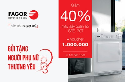 CHƯƠNG TRÌNH KHUYẾN MẠI 8/3 GIẢM GIÁ 40% MÁY SẤY SFE-70T